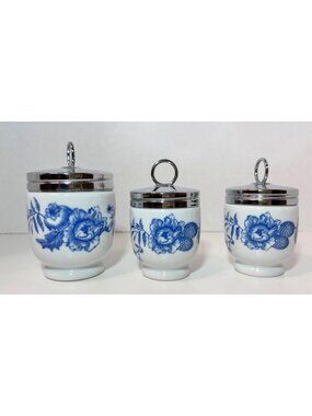 Vintage Royal Worcester Rhapsody Egg Coddlers Set of 3 England
